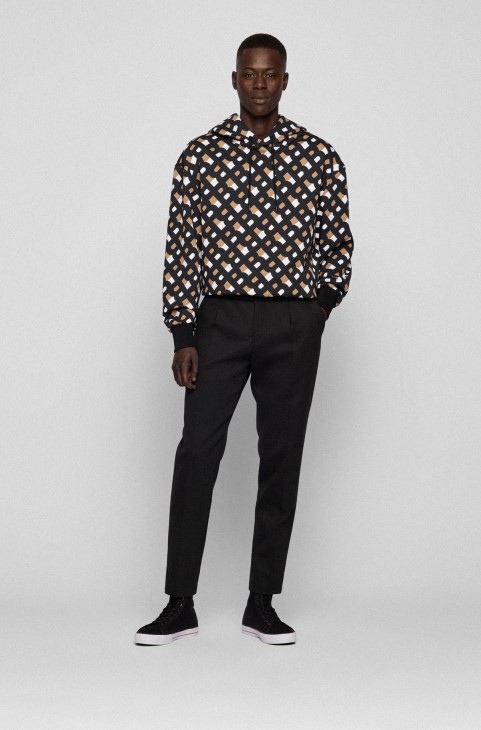 μαύρα βαμβακερά παπούτσια Hugo Boss με ψηλή όψη με μάρκα B
