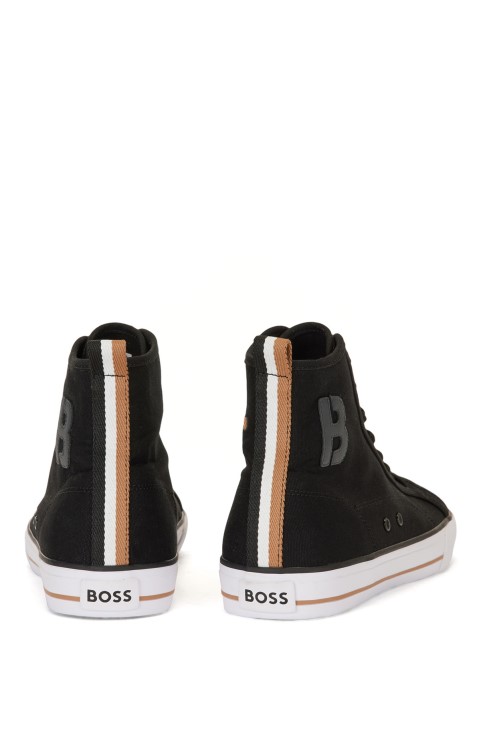 μαύρα βαμβακερά παπούτσια Hugo Boss με ψηλή όψη με μάρκα B
