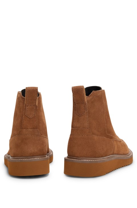 Μποτάκια Hugo Boss καφέ με κορδόνια από δέρμα καστόρι με σόλα Eva
