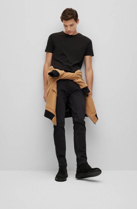 Μποτάκια Hugo Boss με κορδόνια από δέρμα καστόρι με μαύρη σόλα Eva
