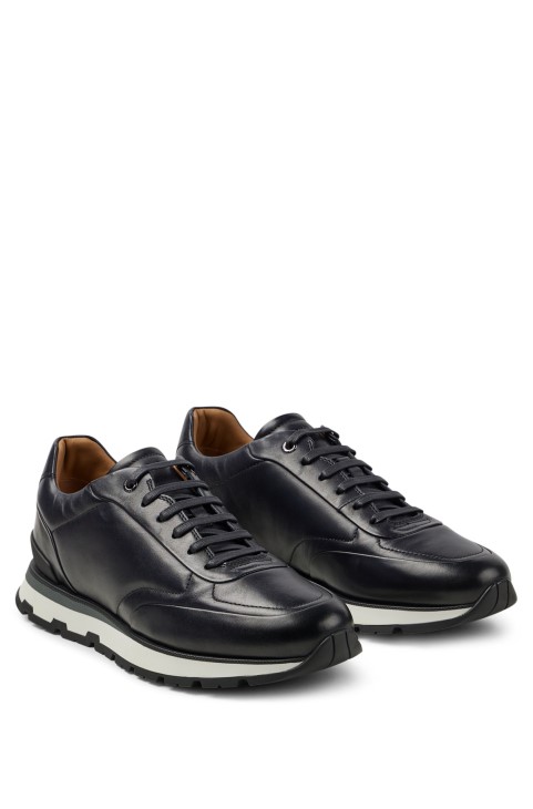 κορδόνια σε ιταλικό δέρμα με γυαλιστερό εφέ σκούρο μπλε Hugo Boss