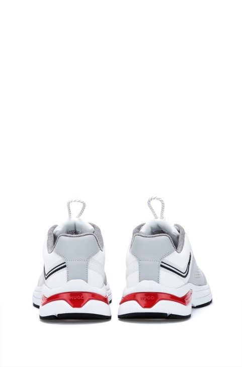 γυμναστήρια μικτών υλικών Hugo Boss με λεπτομέρειες λογότυπου ανοιχτό γκρι
