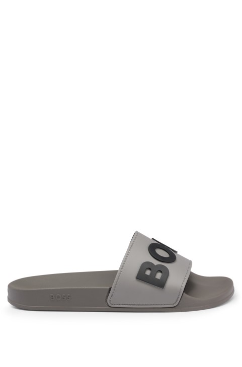 Διαφάνειες ιταλικής κατασκευής Hugo Boss με λογότυπο σε γκρι αυξημένη αντίθεση
