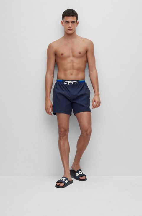 διαφάνειες ιταλικής κατασκευής με λογότυπο ανυψωμένης αντίθεσης σκούρο μπλε Hugo Boss
