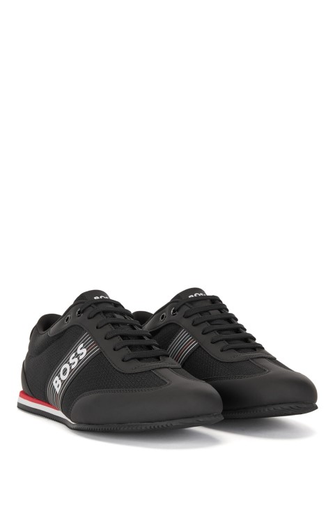 σκούρο γκρι γυμναστήριο μικτών υλικών με εποχικό λογότυπο Hugo Boss