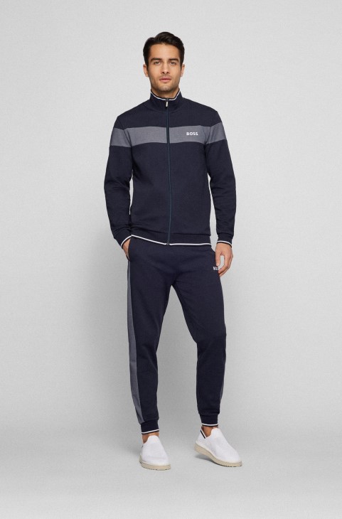 Πλεκτές παντόφλες Hugo Boss με πτυσσόμενη φτέρνα με ρίγες υπογραφή λευκό
