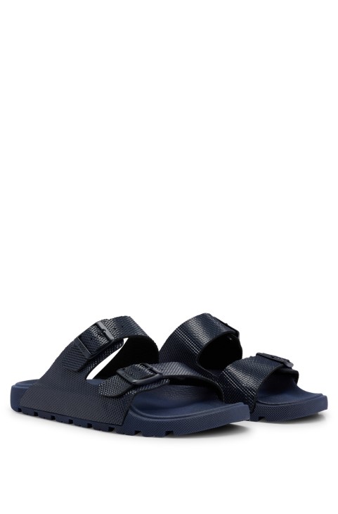 Σανδάλια με δύο λουράκια με δομημένο επάνω μέρος σκούρο μπλε Hugo Boss