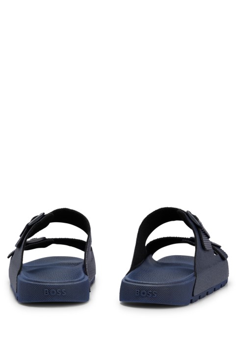 Σανδάλια με δύο λουράκια με δομημένο επάνω μέρος σκούρο μπλε Hugo Boss
