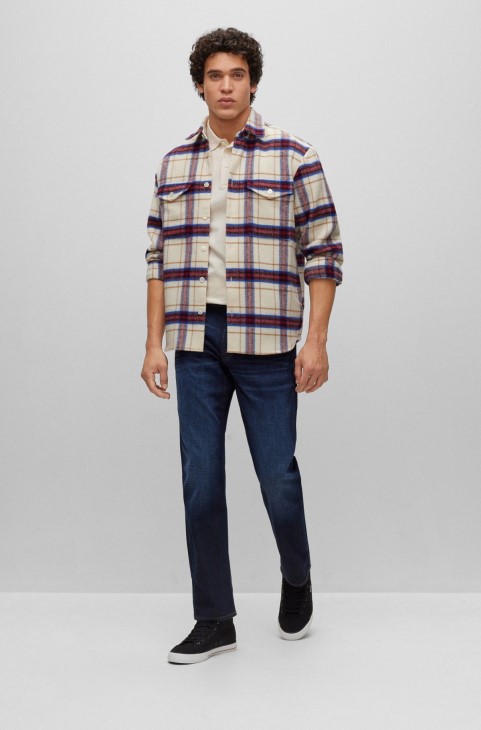 Ψηλές μπλούζες από βαμβάκι σε καμβά με διακοσμητικές ρίγες, μαύρο Hugo Boss
