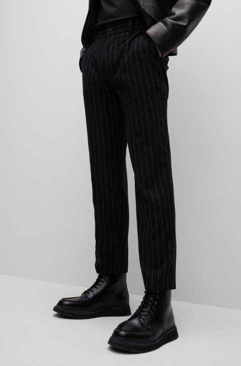 μισά μποτάκια με ποδιά από δερμάτινο Pull-up μαύρο Hugo Boss
