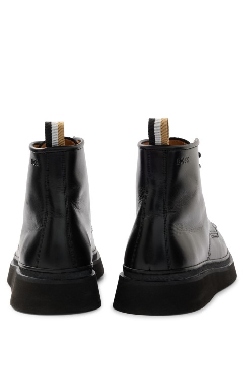 μισά μποτάκια με ποδιά από δερμάτινο Pull-up μαύρο Hugo Boss
