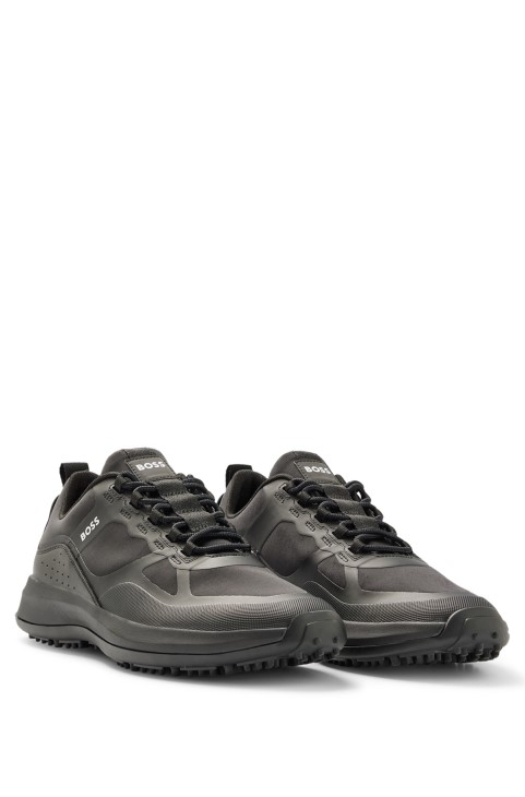 μαύρα παπούτσια γκολφ Hugo Boss μικτών υλικών με σόλα από καουτσούκ