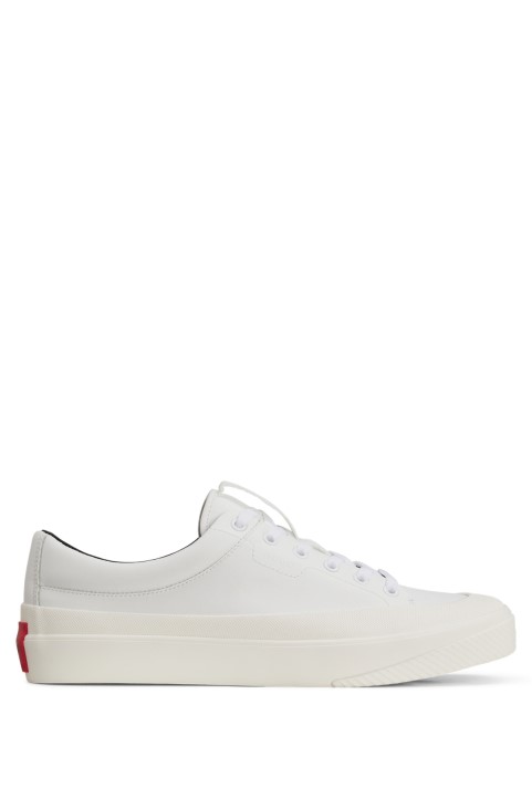 Λευκό λογότυπο-ετικέτα χαμηλού ποδήλατο με κολλητό δέρμα Hugo Boss