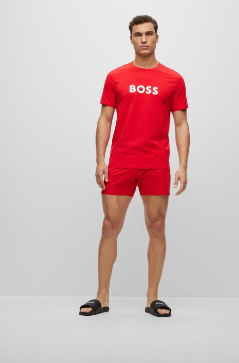 Hugo Boss μαύρες τσουλήθρες ιταλικής κατασκευής με κεντημένο λογότυπο
