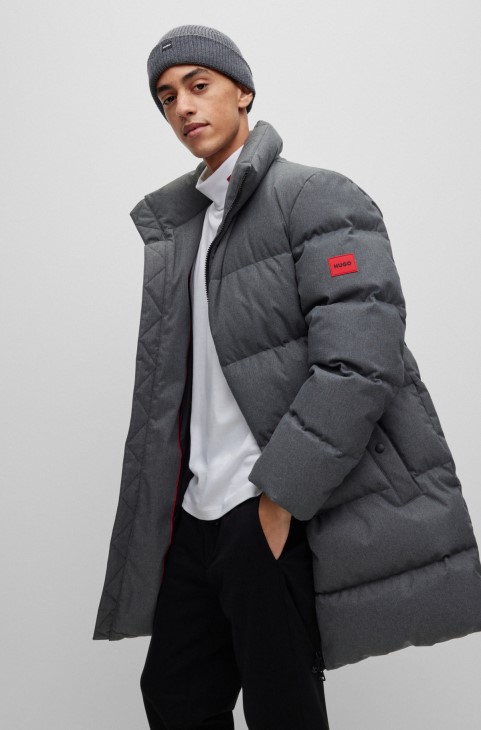 Hugo Boss γκρι καπέλο ψαρά με ραβδώσεις με ετικέτα με λογότυπο σε μαλακά νήματα
