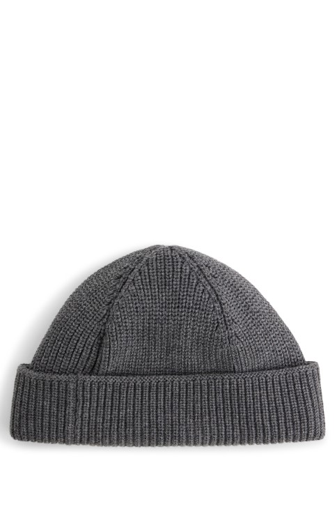 Hugo Boss γκρι καπέλο ψαρά με ραβδώσεις με ετικέτα με λογότυπο σε μαλακά νήματα
