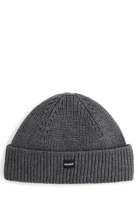 Hugo Boss γκρι καπέλο ψαρά με ραβδώσεις με ετικέτα με λογότυπο σε μαλακά νήματα
