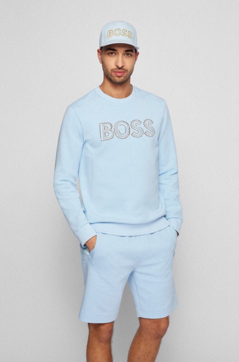 γαλάζιο βαμβακερό καπάκι Hugo Boss με λογότυπο
