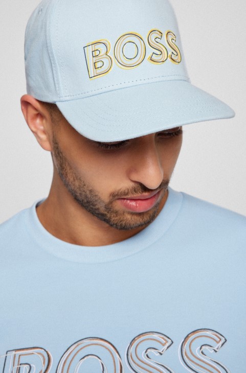 γαλάζιο βαμβακερό καπάκι Hugo Boss με λογότυπο
