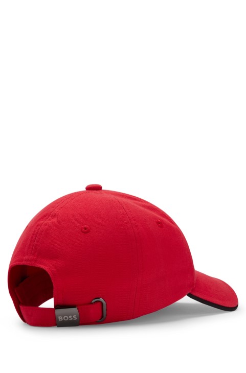 Hugo Boss κόκκινο βαμβακερό καπέλο με κυρτό λογότυπο και ρυθμιζόμενο κλείσιμο
