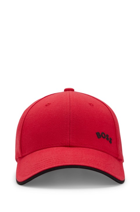 Hugo Boss κόκκινο βαμβακερό καπέλο με κυρτό λογότυπο και ρυθμιζόμενο κλείσιμο
