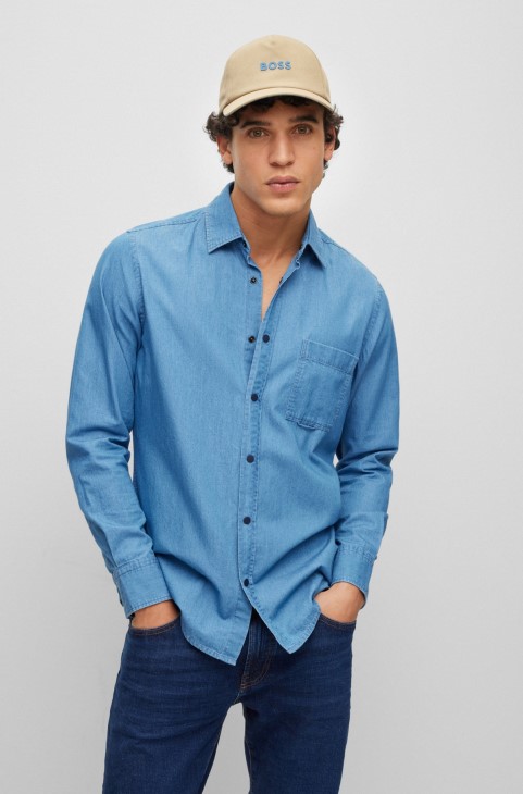 μπεζ Hugo Boss βαμβακερό καπέλο με λογότυπο
