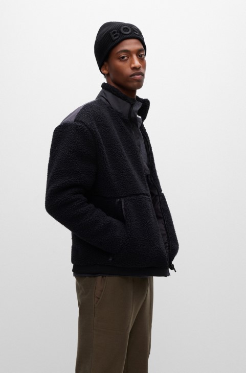 μαύρο καπέλο Hugo Boss από βαμβακερό καπέλο Beanie με τρισδιάστατο κεντημένο λογότυπο
