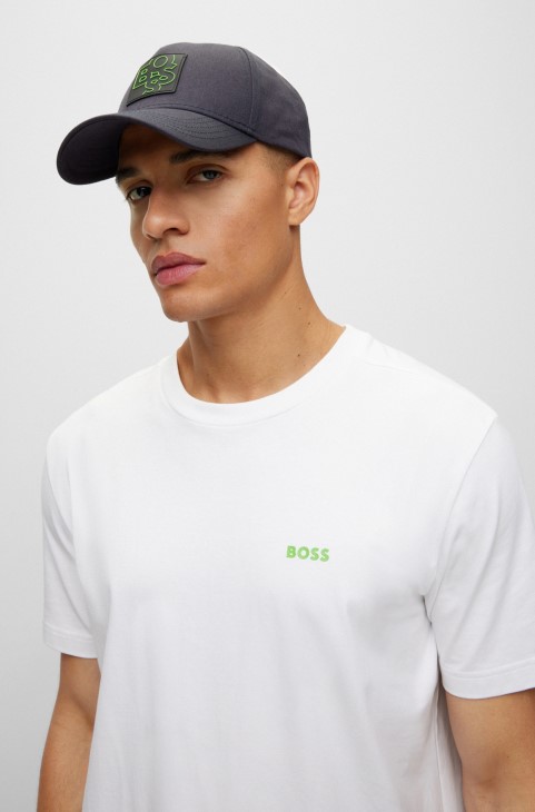 βαμβακερό καπέλο με κουκούτσι με λογότυπο Hugo Boss σκούρο μπλε
