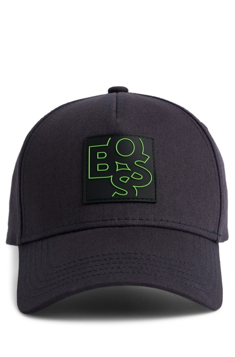 βαμβακερό καπέλο με κουκούτσι με λογότυπο Hugo Boss σκούρο μπλε
