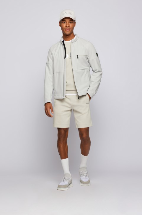 Hugo Boss ανοιχτό μπεζ πικέ-δικτυωτό καπέλο με τρισδιάστατο κεντημένο λογότυπο
