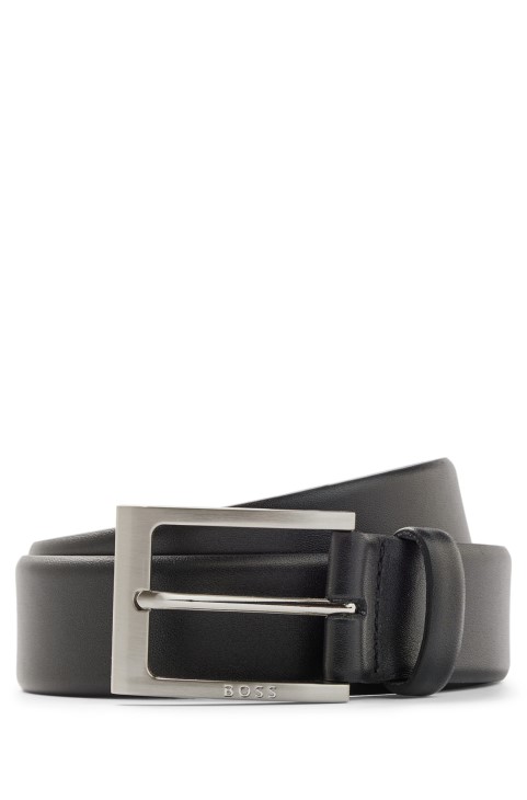 μαύρη δερμάτινη ζώνη νάπα με πόρπη καρφίτσας Hugo Boss