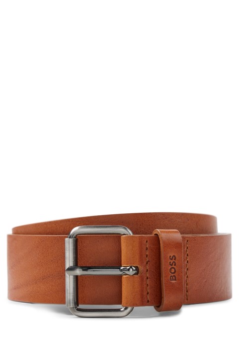 καφέ ιταλική δερμάτινη ζώνη με όπλα σε εφέ υλικού Hugo Boss