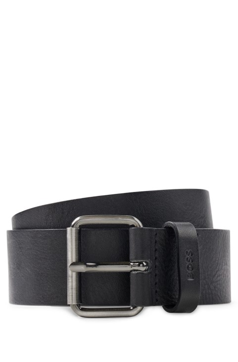 Ιταλική δερμάτινη ζώνη με Gunmetal-effect Hardware Hugo Boss Black