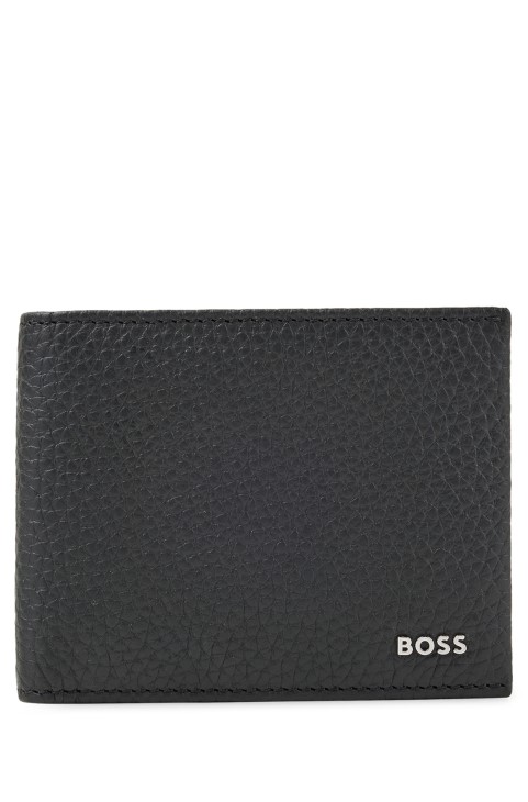 δερμάτινο πορτοφόλι με γυαλιστερό λογότυπο μαύρο Hugo Boss