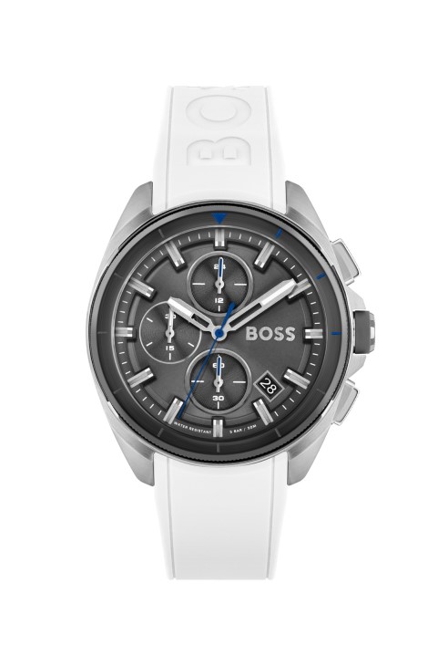 Ποικιλία Prepack ρολόι χρονογράφου με γκρι καντράν με λευκό λουράκι σιλικόνης Hugo Boss
