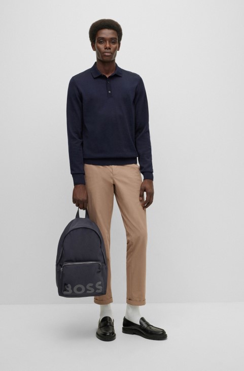 μαύρο σακίδιο πλάτης Hugo Boss από ανακυκλωμένο υλικό με λωρίδα υπογραφής
