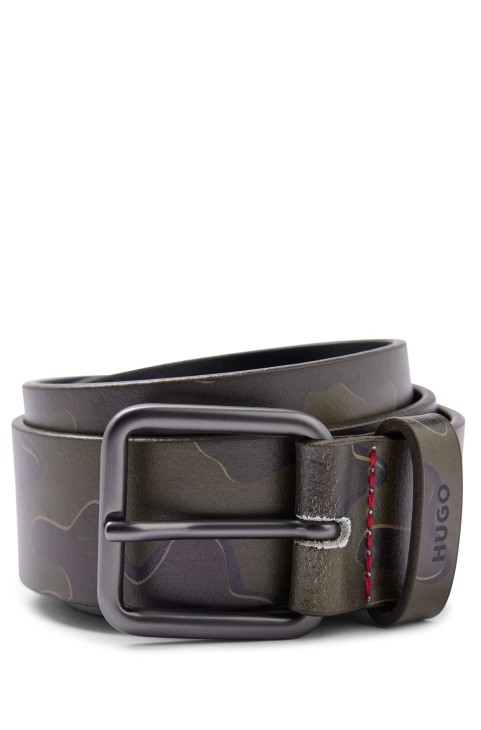 Ζώνη ιταλικής κατασκευής από λείο δέρμα με μοτίβο καμουφλάζ Hugo Boss