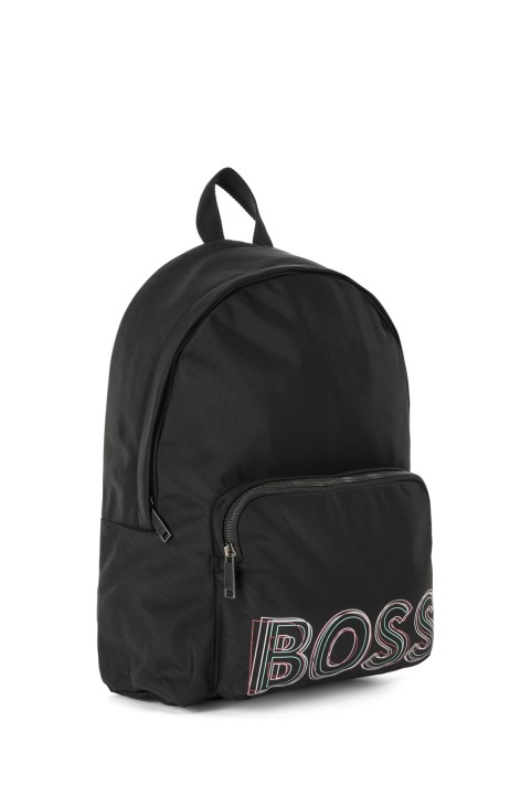μαύρο σακίδιο πλάτης Hugo Boss από ανακυκλωμένο ύφασμα με πολύχρωμο λογότυπο
