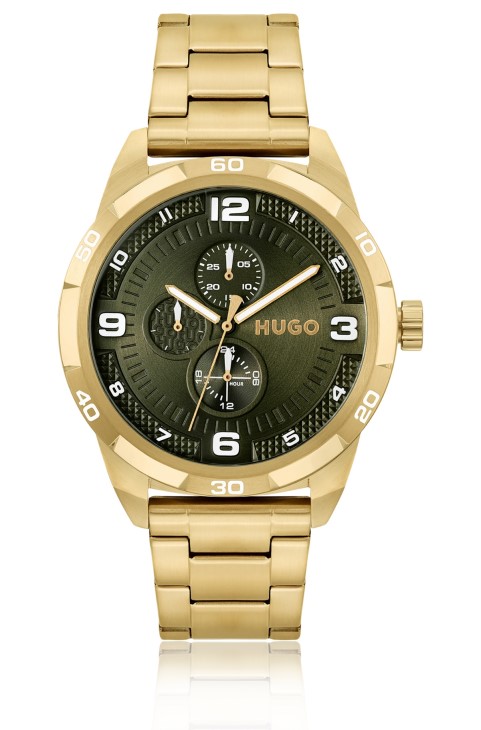 Assorted Pre Pack Gold-tone watch with olive dial Hugo Boss