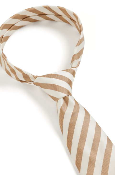 γραβάτα καθαρό μεταξωτό με διαγώνιες ρίγες ανοιχτό μπεζ Hugo Boss
