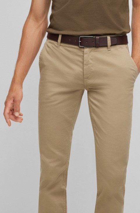 λεία δερμάτινη ζώνη με λογότυπο γράμματα Keeper Hugo Boss σκούρο καφέ
