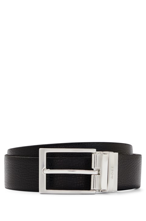 αναστρέψιμη ζώνη σε δομημένο και λείο ιταλικό δέρμα Hugo Boss μαύρο