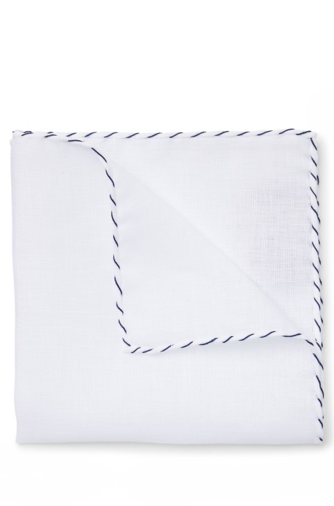 λευκό τετράγωνο τσέπης από καθαρό λινό με χειροποίητο στρίφωμα Hugo Boss