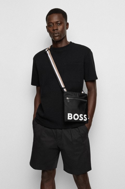 τσάντα φακέλου από ανακυκλωμένο νάιλον με τυπωμένο λογότυπο Hugo Boss μαύρο
