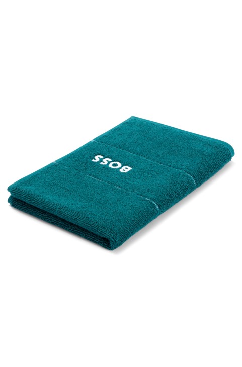 σκούρο πράσινο Hugo Boss πετσέτα επισκεπτών από αιγυπτιακό βαμβάκι με λογότυπο αντίθεσης