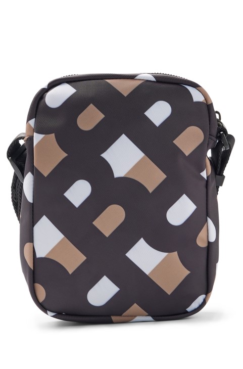 Τσάντα ρεπόρτερ με μοτίβο μονόγραμμα Boss από ανακυκλωμένο νάιλον