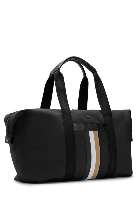 Hugo Boss μαύρη υπογραφή-ριγέ θήκη από ανακυκλωμένο ύφασμα με εσωτερική θήκη
