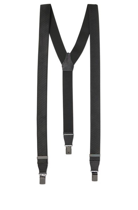 επώνυμα τιράντες με δερμάτινα τελειώματα Hugo Boss μαύρο