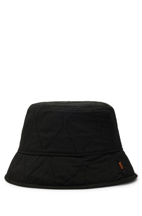 Μαύρο καπιτονέ κουβά καπέλο Hugo Boss με σημαία με λογότυπο