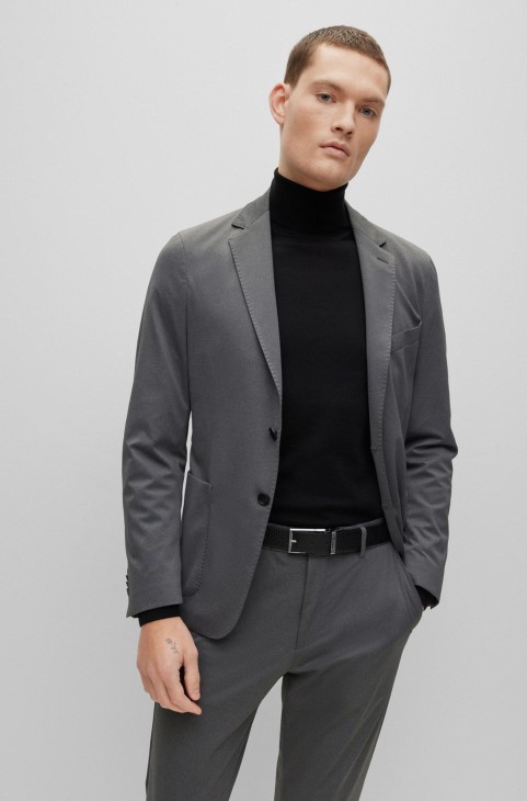 μαύρη αναστρέψιμη ιταλική δερμάτινη ζώνη με πόρπες με καρφίτσα και πλάκα Hugo Boss
